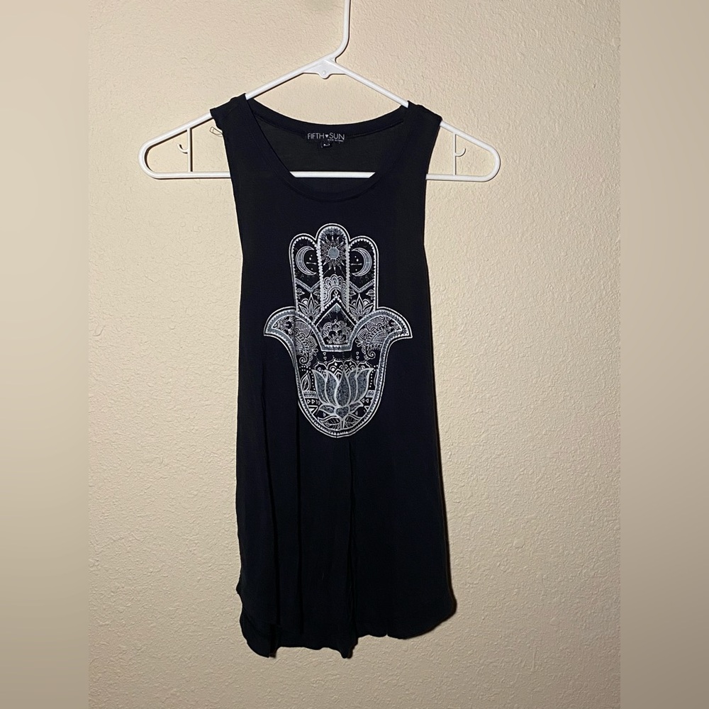Fifth Sun Sz XS Black Hamsa Yoga Tank